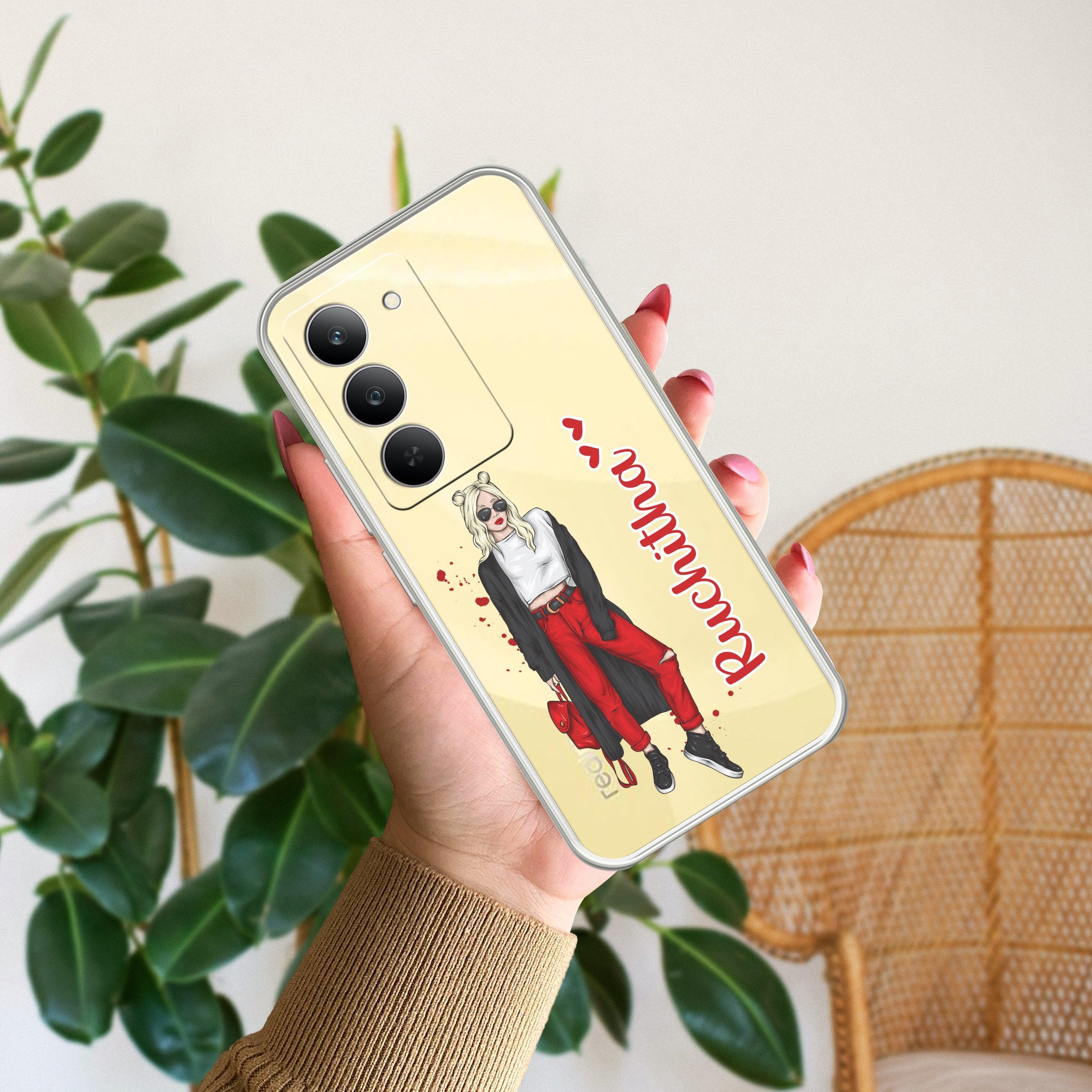 Attitude Girl  Customize Anti Yelllow Case For Realme 14x 5G