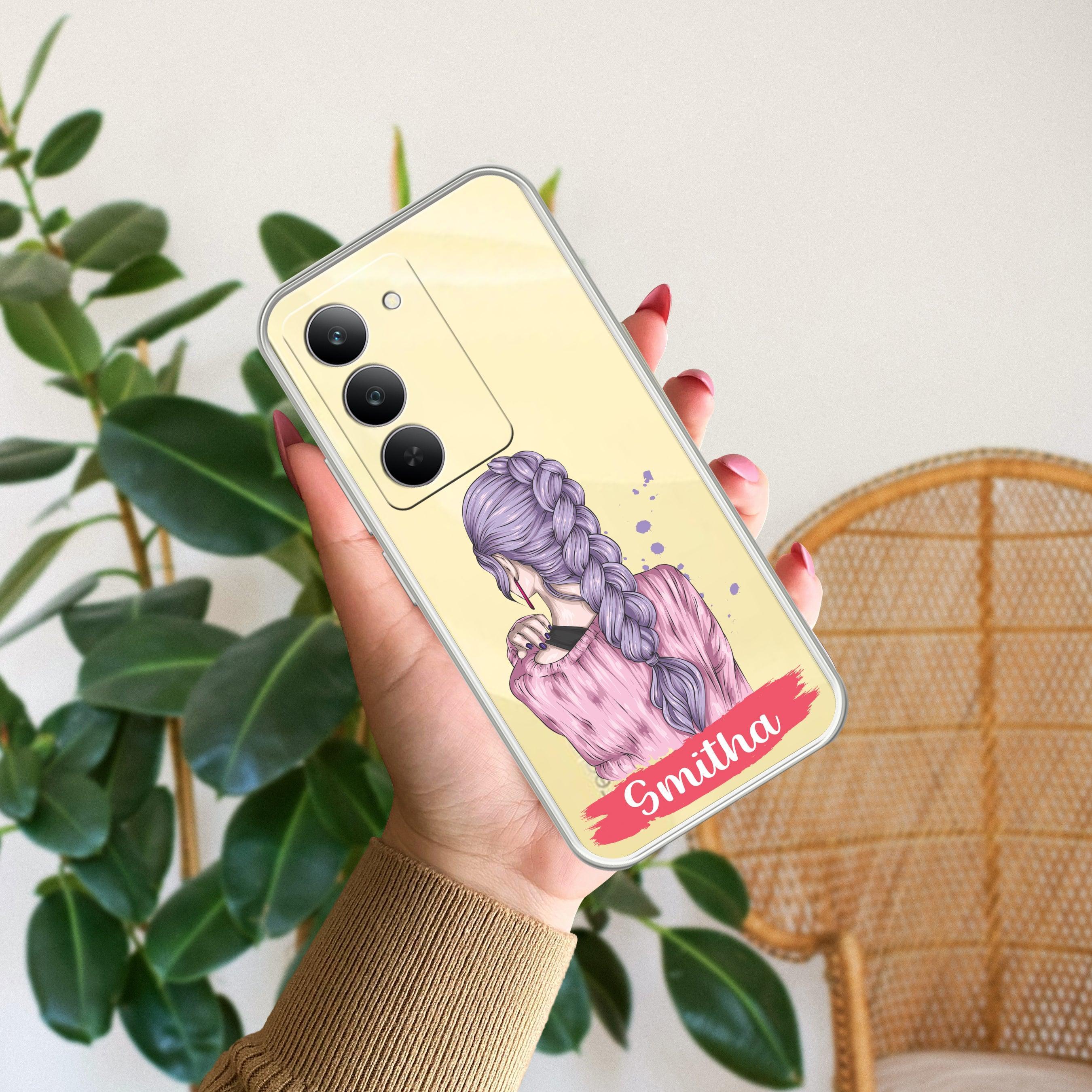 Braid Girl Customize Anti Yelllow Case For Realme 14x 5G