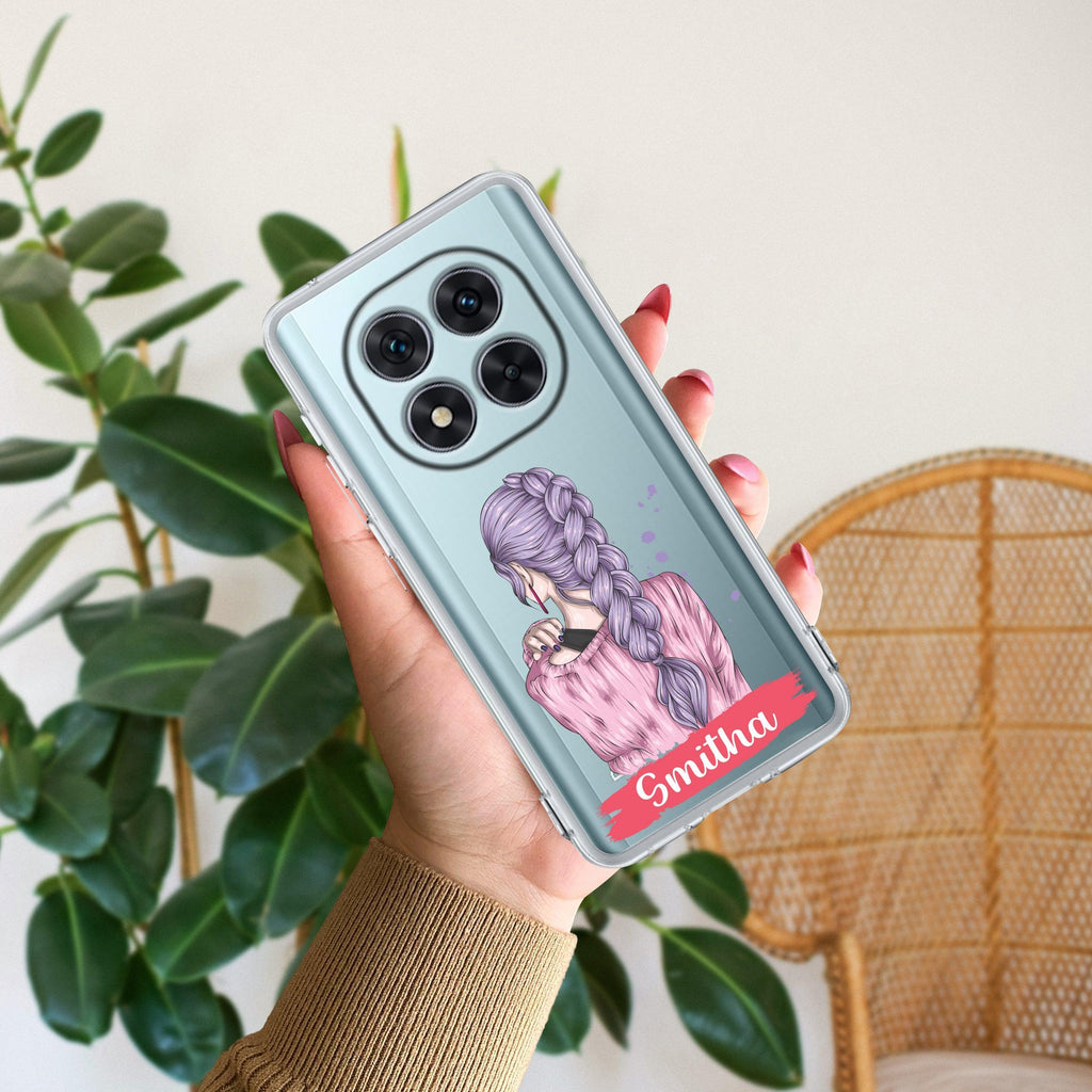 Braid Girl Customize Transparent Silicon Case For Xiaomi 14 5G