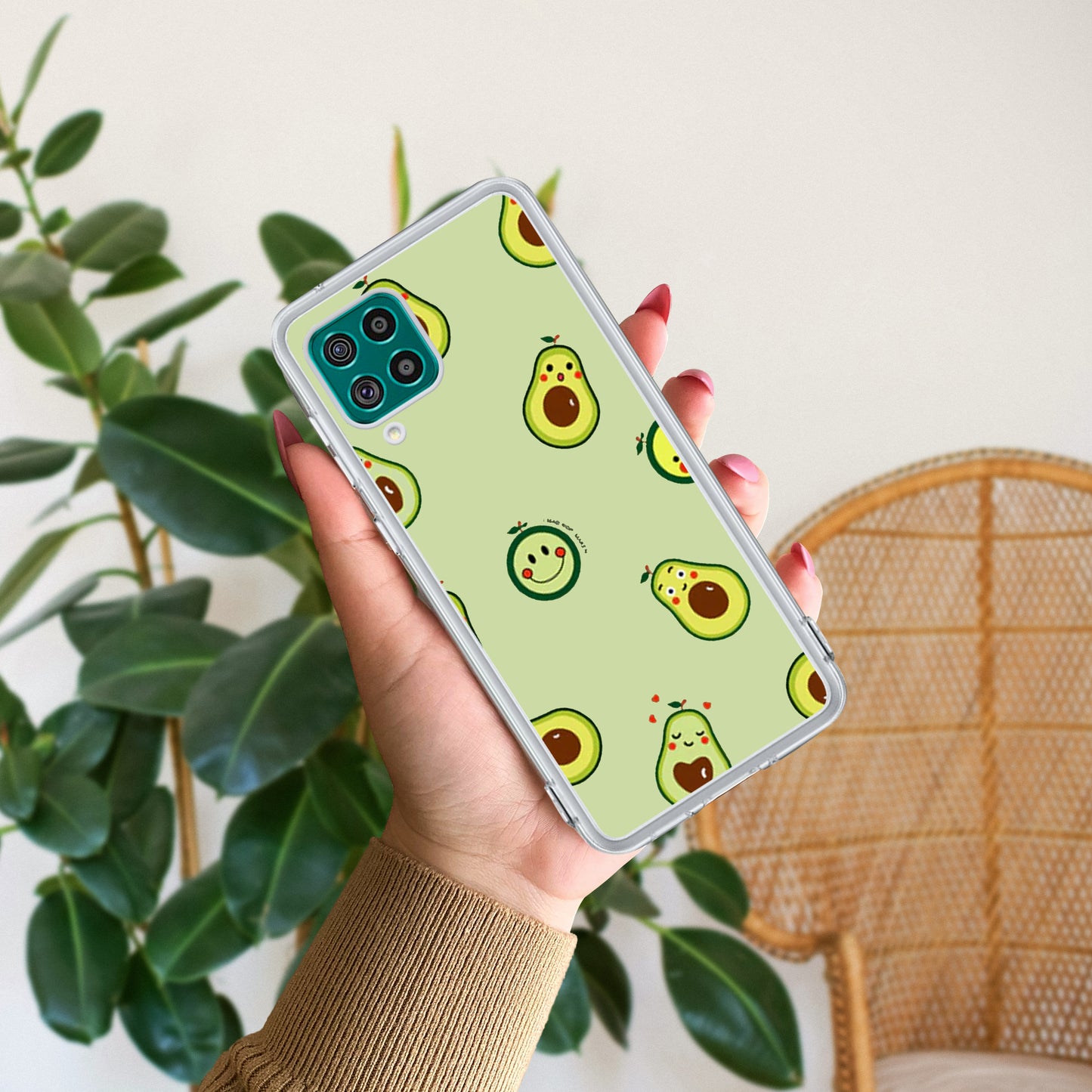 Cute Avocado Customize Transparent Silicon Case For Samsung