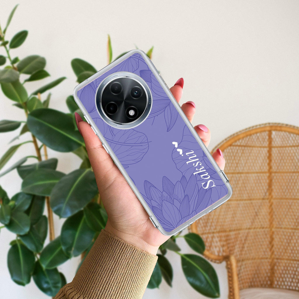 Customized luxury Purple leaves Anti Yellow Case For Oppo F27 Pro Plus 5G