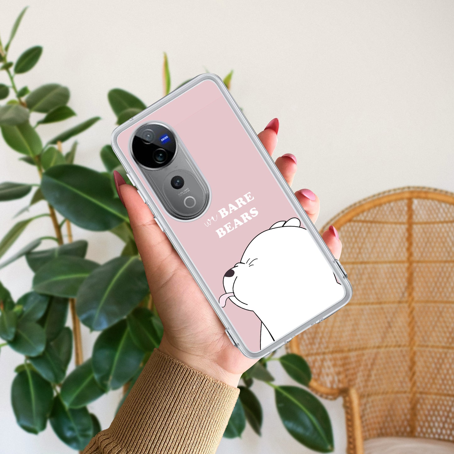 We Bare Bears Transparent Silicon Case Pink For Vivo