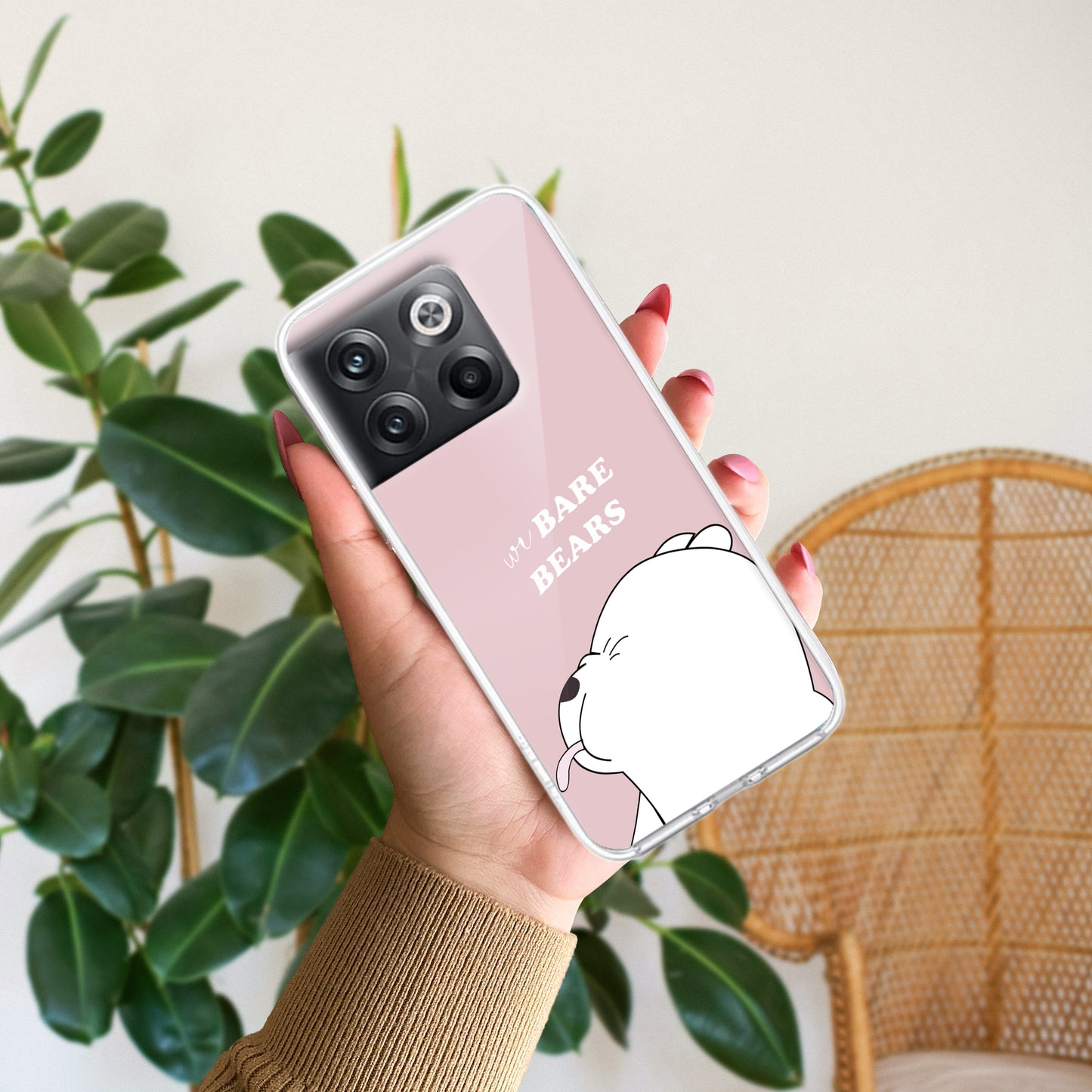 We Bare Bears Transparent Silicon Case Pink For OnePlus