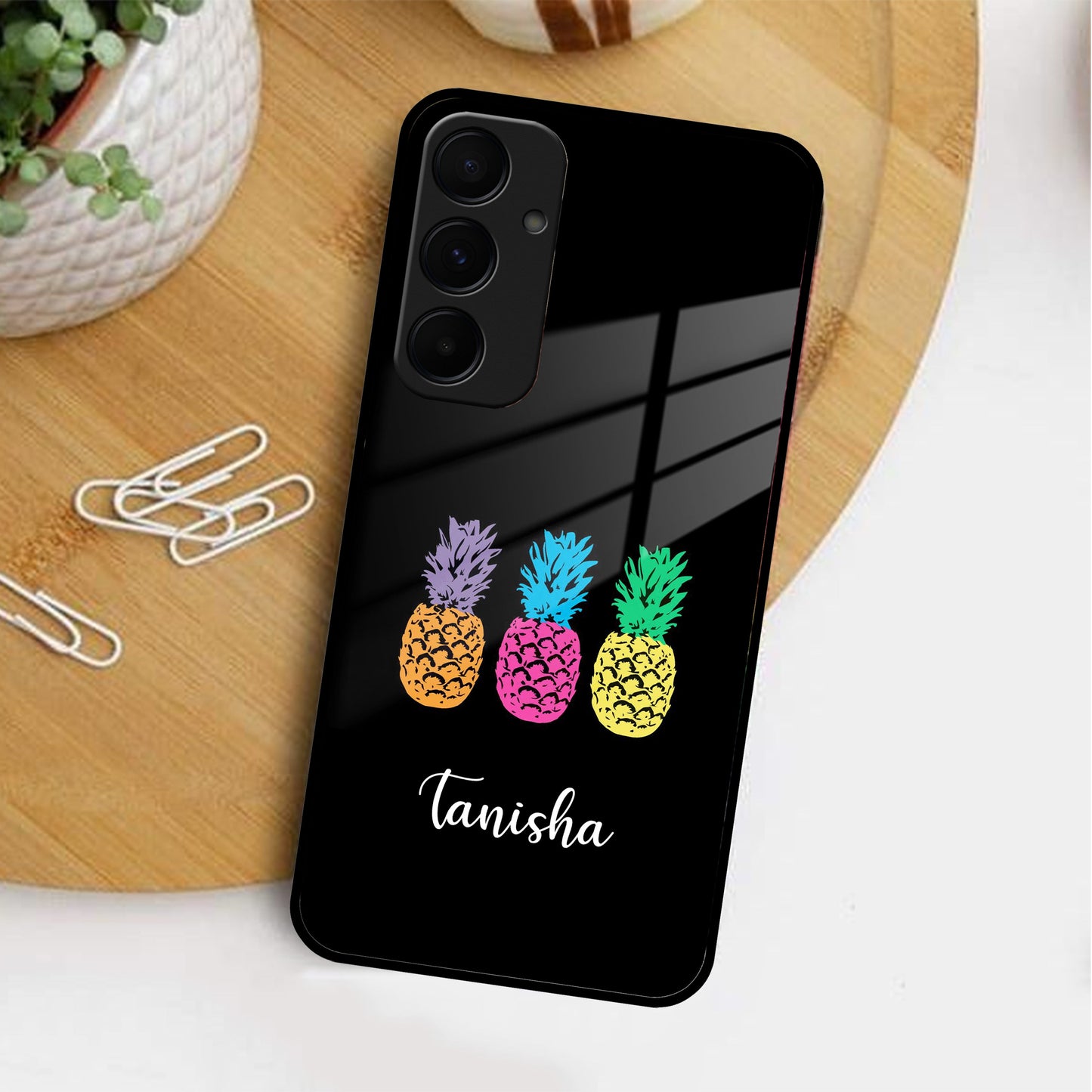 Colorful Pineapple Glass Case Cover For Samsung