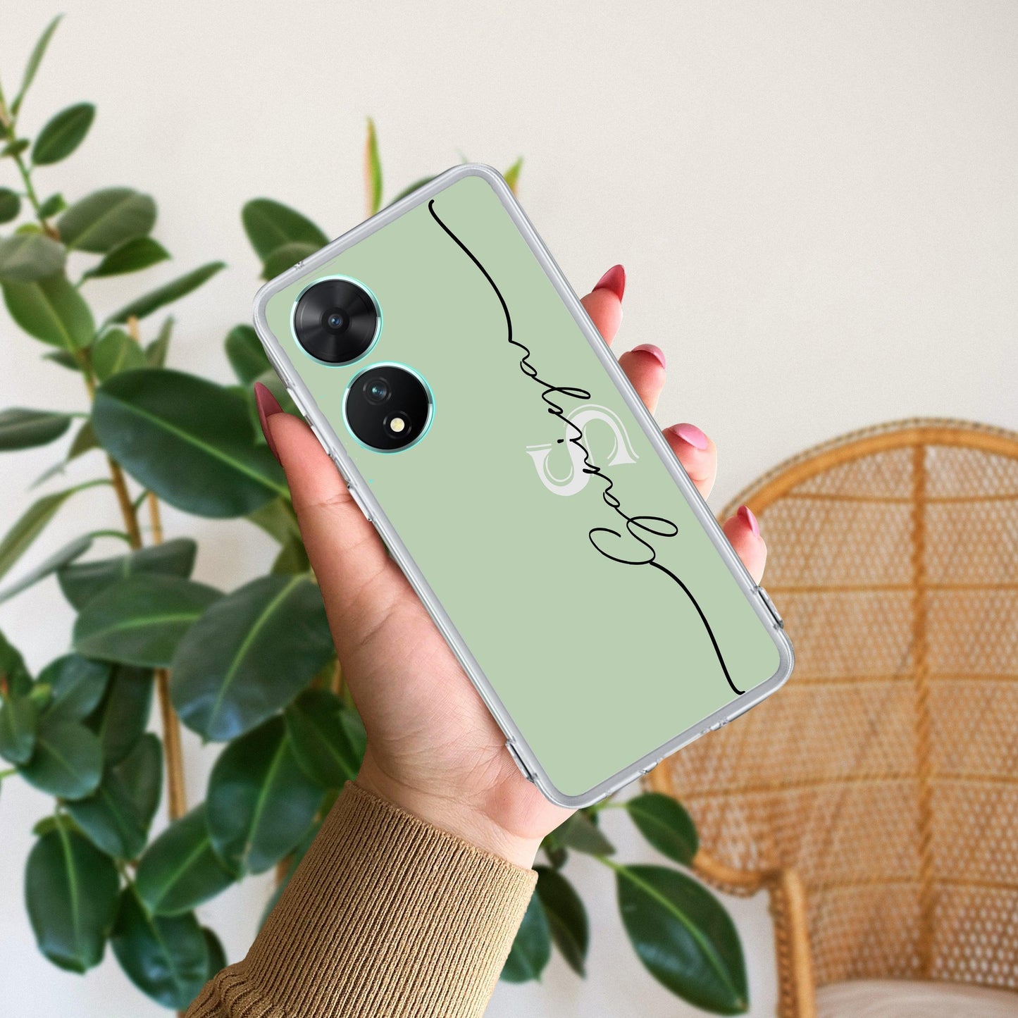 Personalized Initials Mint Green Silicon Case For Vivo