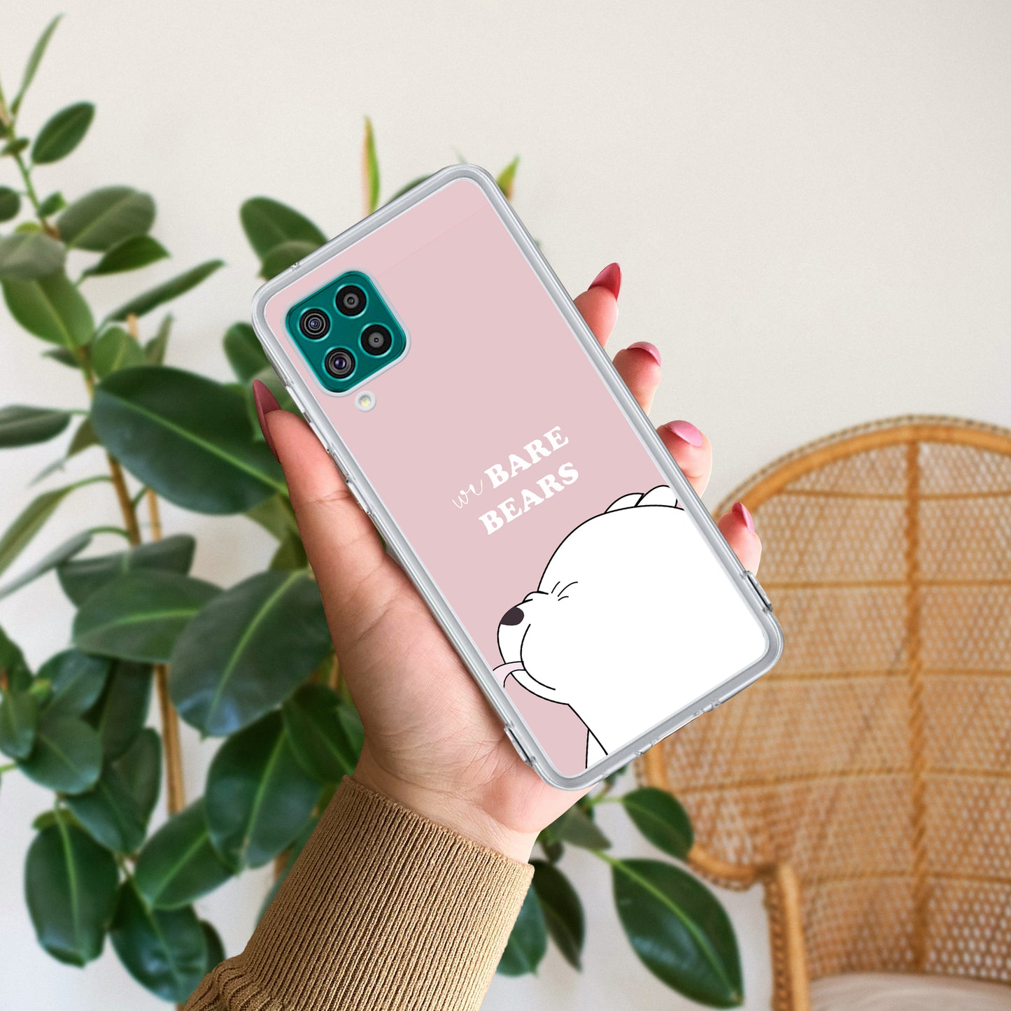 We Bare Bears Transparent Silicon Case Pink For Samsung