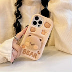Teddy Bear 3D Cartoon Cute Cotton Bear Love Graphic Animal Back Case with Holder - ShopOnCliQ