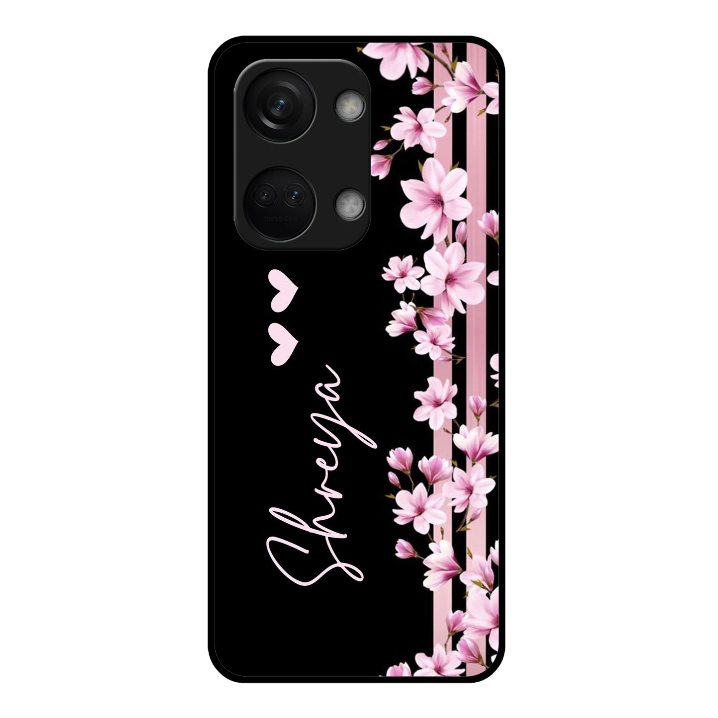Pink Floral Glossy Metal Case Cover For OnePlus