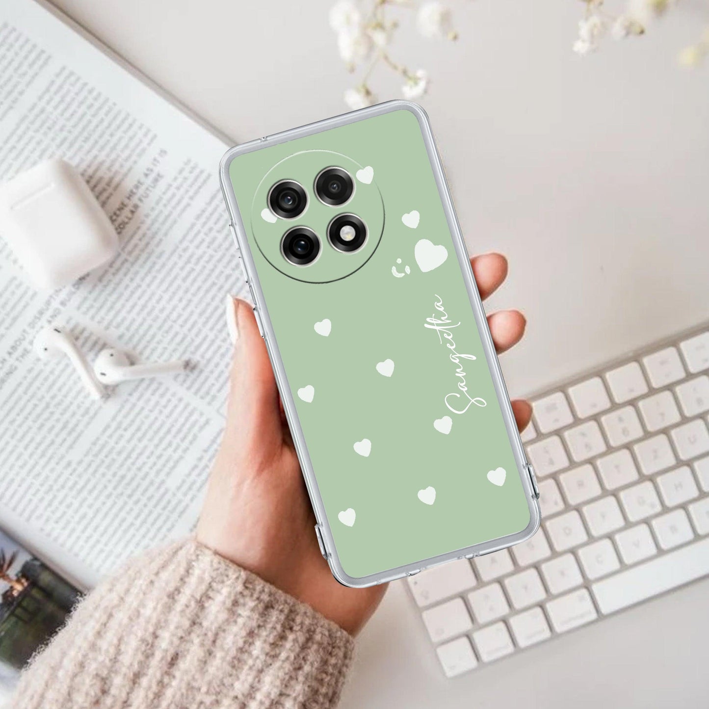 Be Loved Customize Transparent Silicon Case Mint Green For OnePlus