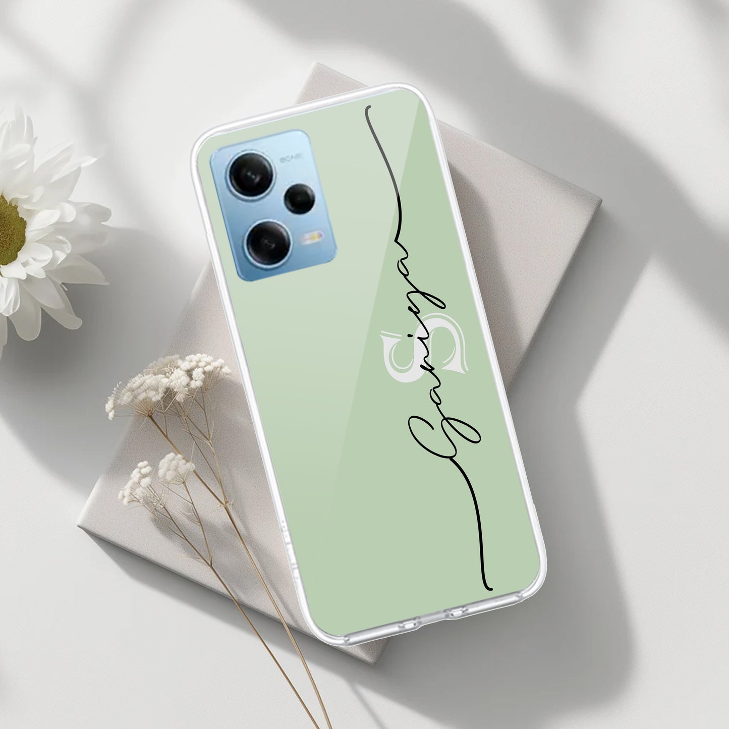 Personalized Initials Mint Green Silicon Case For Poco