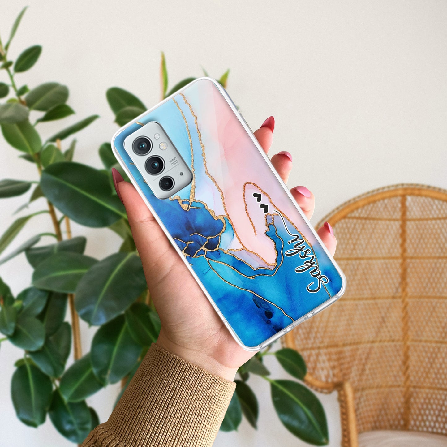 Blue Gradient Marble Customize Transparent Silicon Case For OnePlus