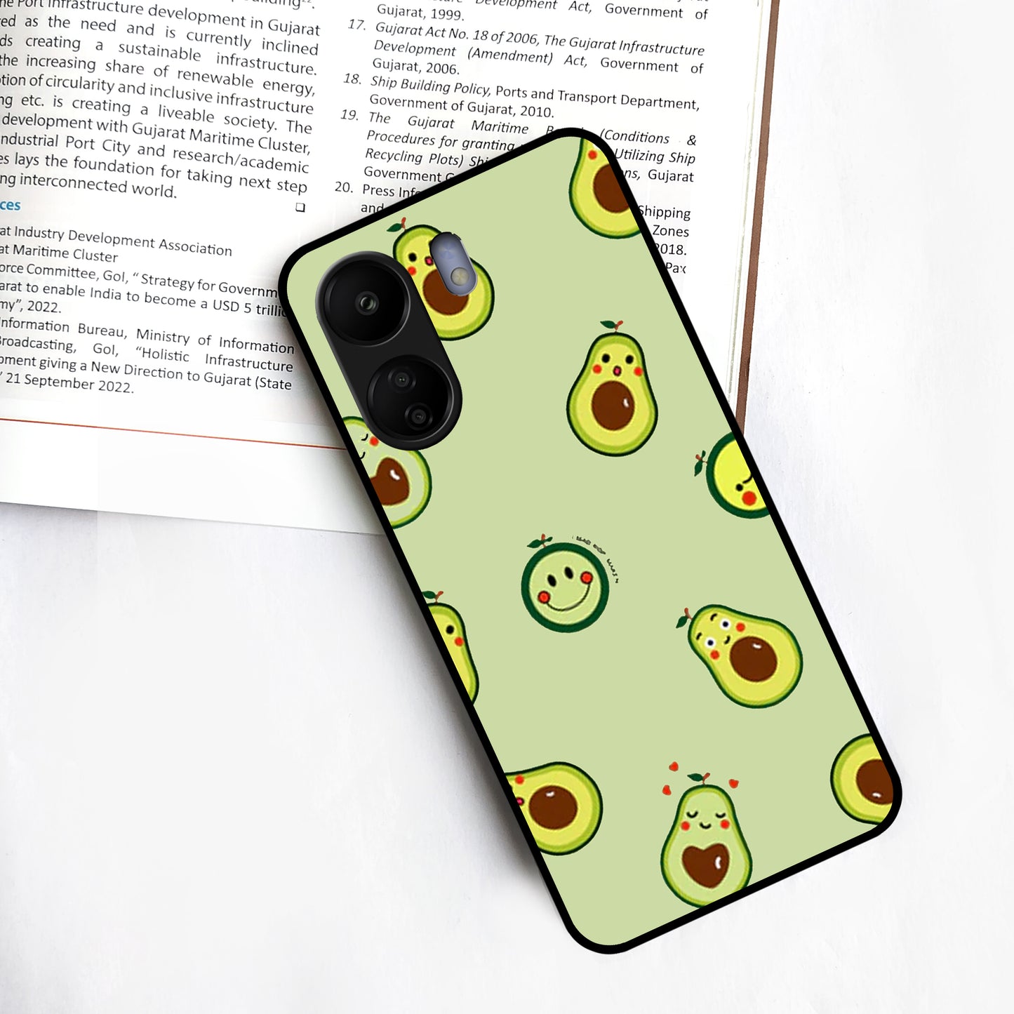 Cute Avocado Glossy Metal Case Cover For Redmi