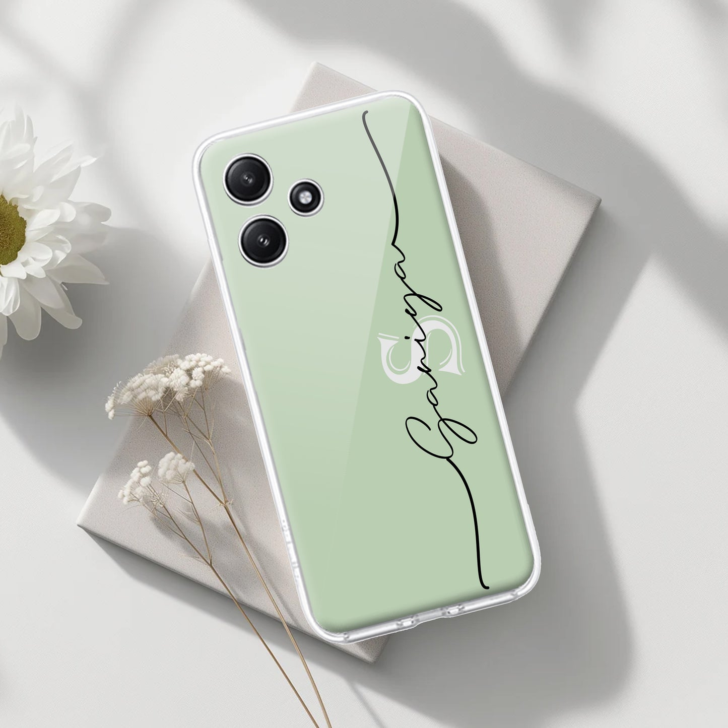 Personalized Initials Mint Green Silicon Case For Poco