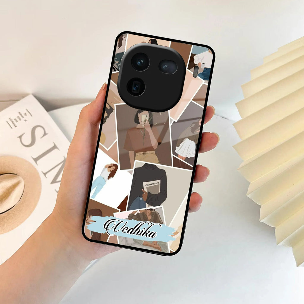 Selfie Girl Collage Glass Case Cover For Vivo - ShopOnCliQ
