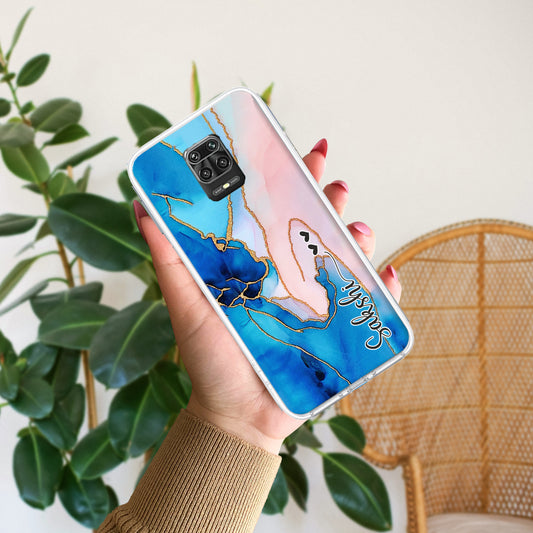 Blue Gradient Marble Customize Transparent Silicon Case For Redmi/Xiaomi