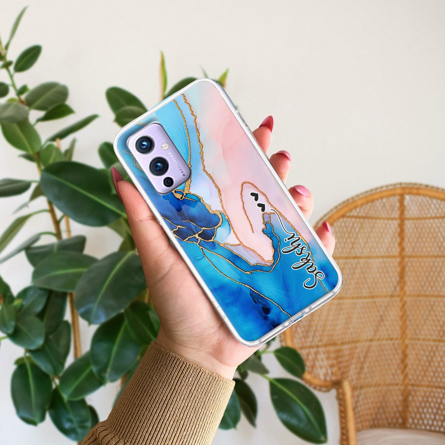 Blue Gradient Marble Customize Transparent Silicon Case For OnePlus