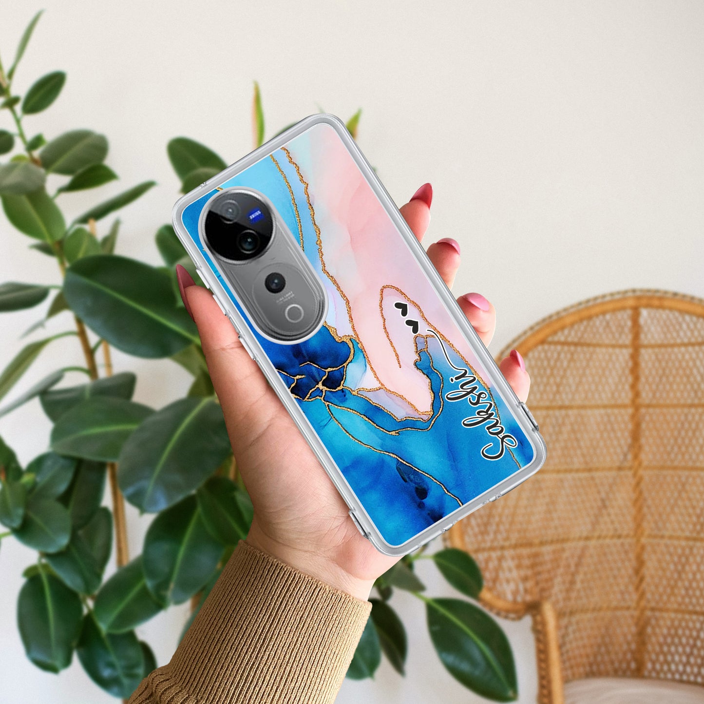 Blue Gradient Marble Customize Transparent Silicon Case For Vivo