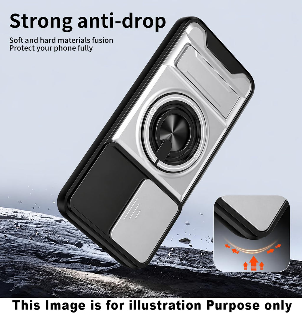 Slide Camera Lens Protection Amor Shockproof Magnetic Phone Case for Samsung Galaxy S26 Ultra 5G (Silver)