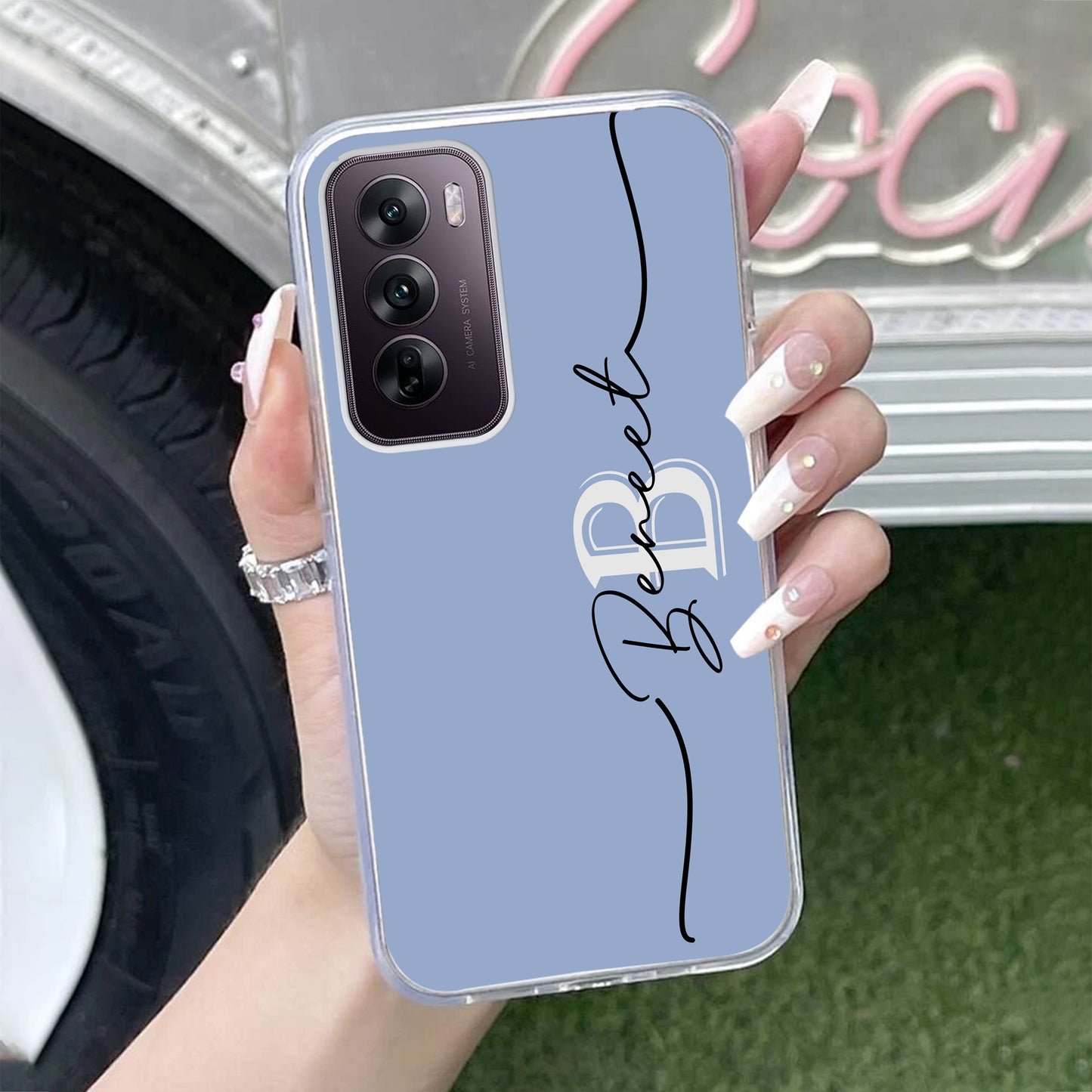 Personalized Initials Azure Silicon Case For Oppo