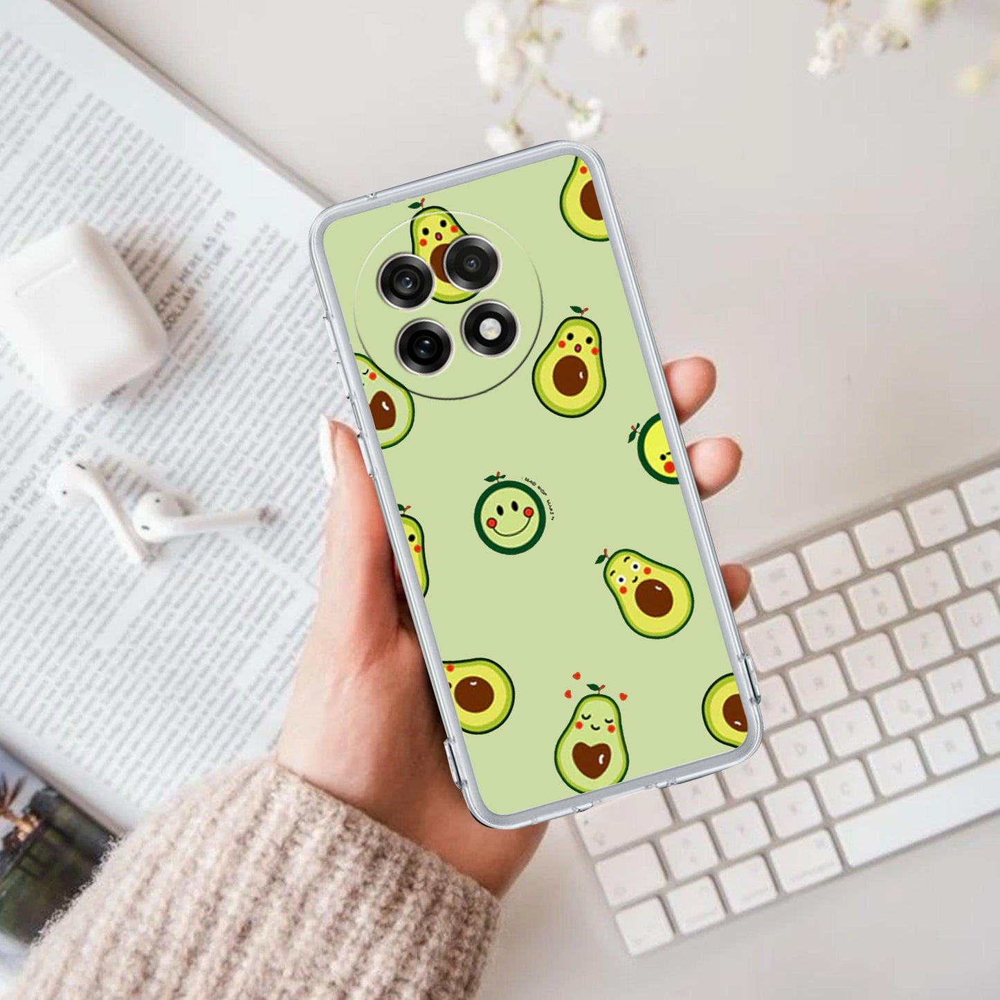 Cute Avocado Customize Transparent Silicon Case For OnePlus