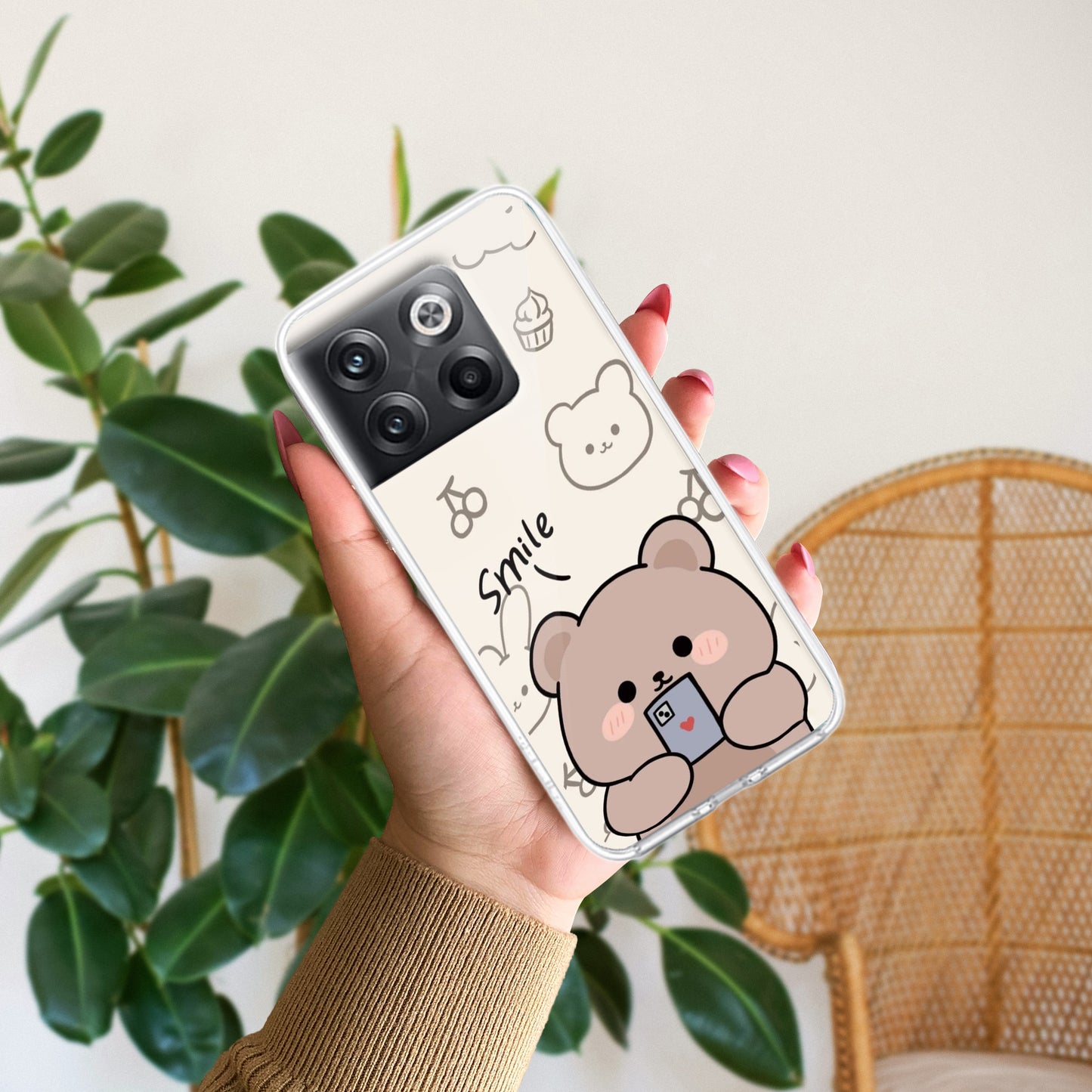 Cute Bear Transparent Silicon Case For OnePlus