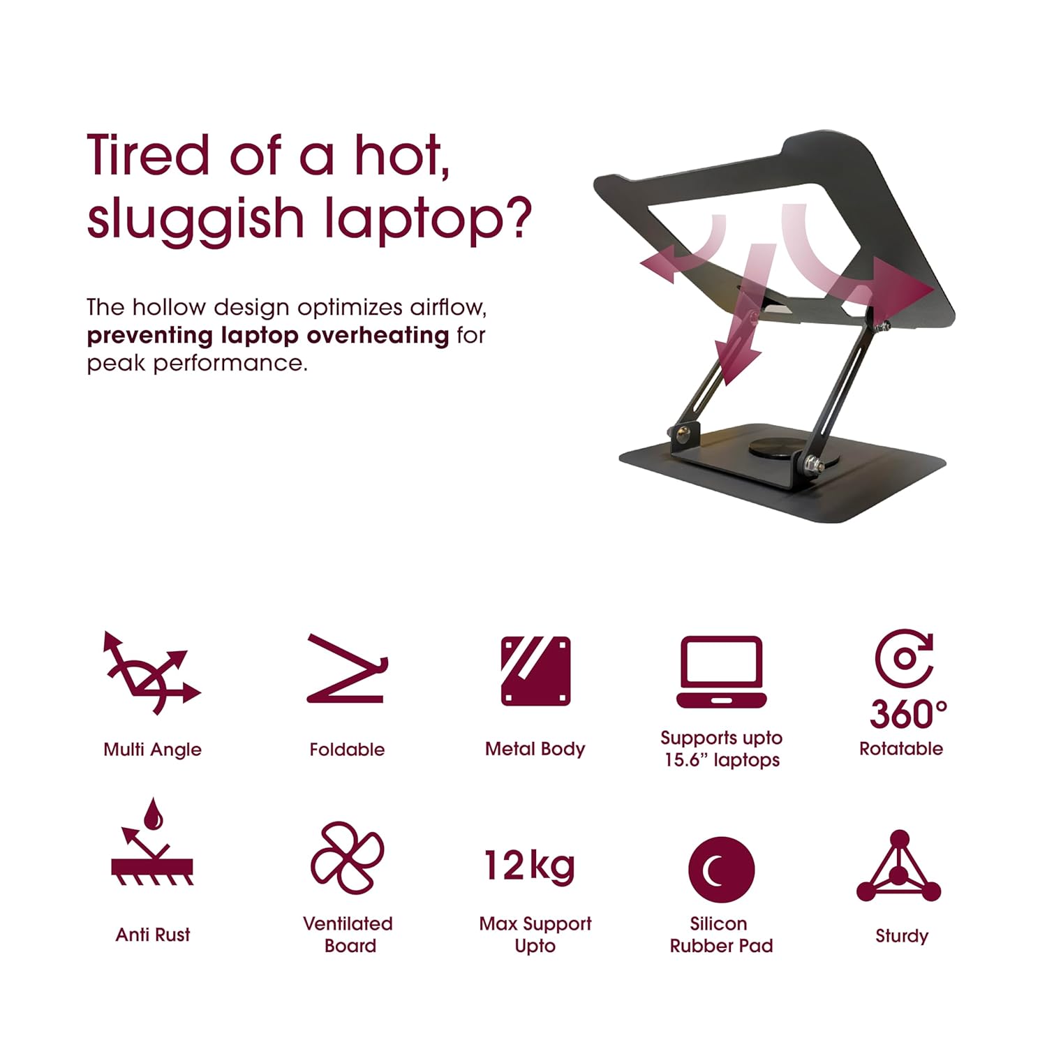 Elevate PRO Metal Laptop Stand with 360° Rotating Base | Adjustable - ShopOnCliQ