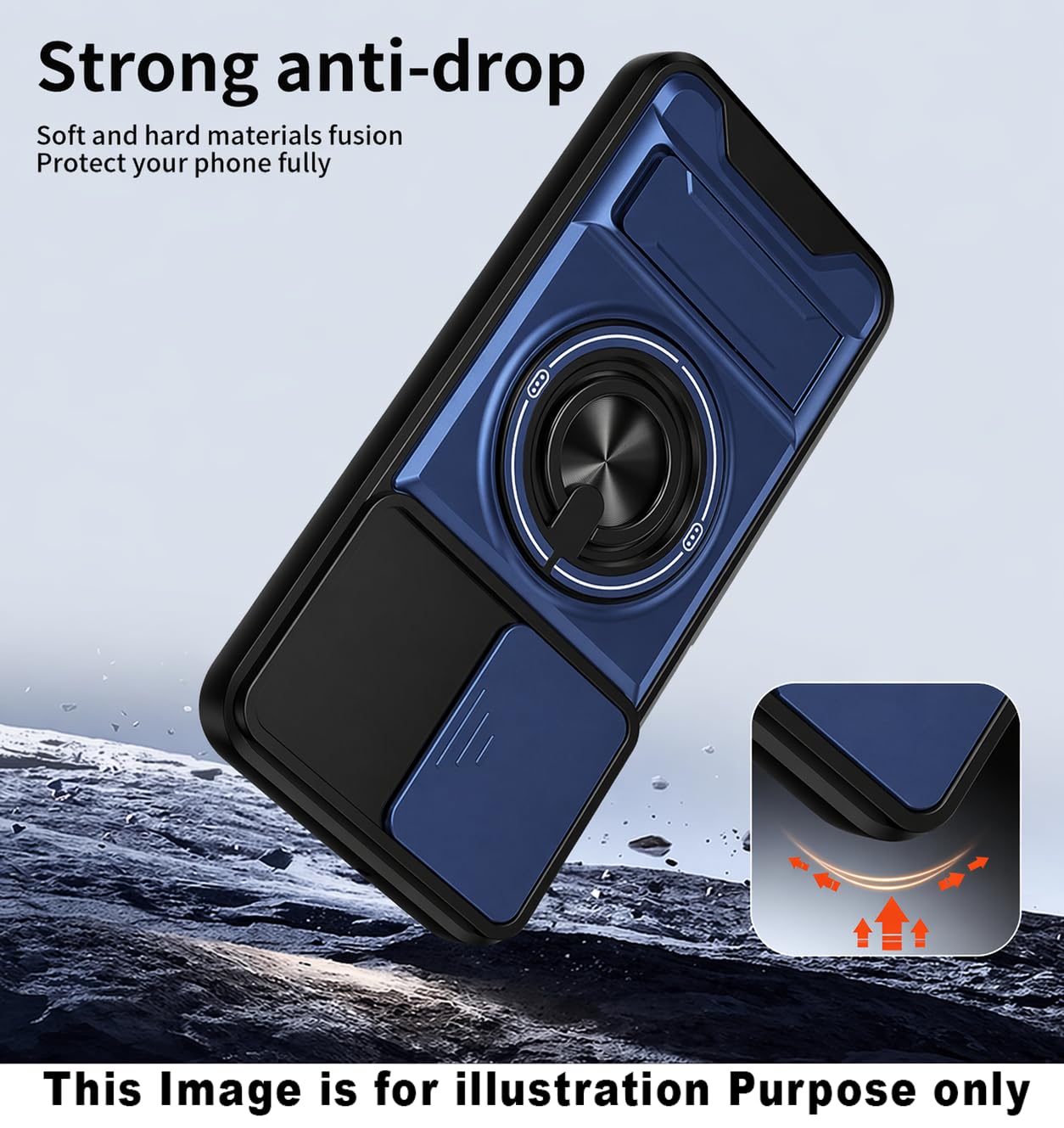 Hupshy Back Cover for Samsung Galaxy S26 Ultra 5G | Armor Camera Slider 360 Degree Rotating Finger Ring Holder Case with Bracket Stand Back Case Cover | (Blue) : Amazon.in: Electronics