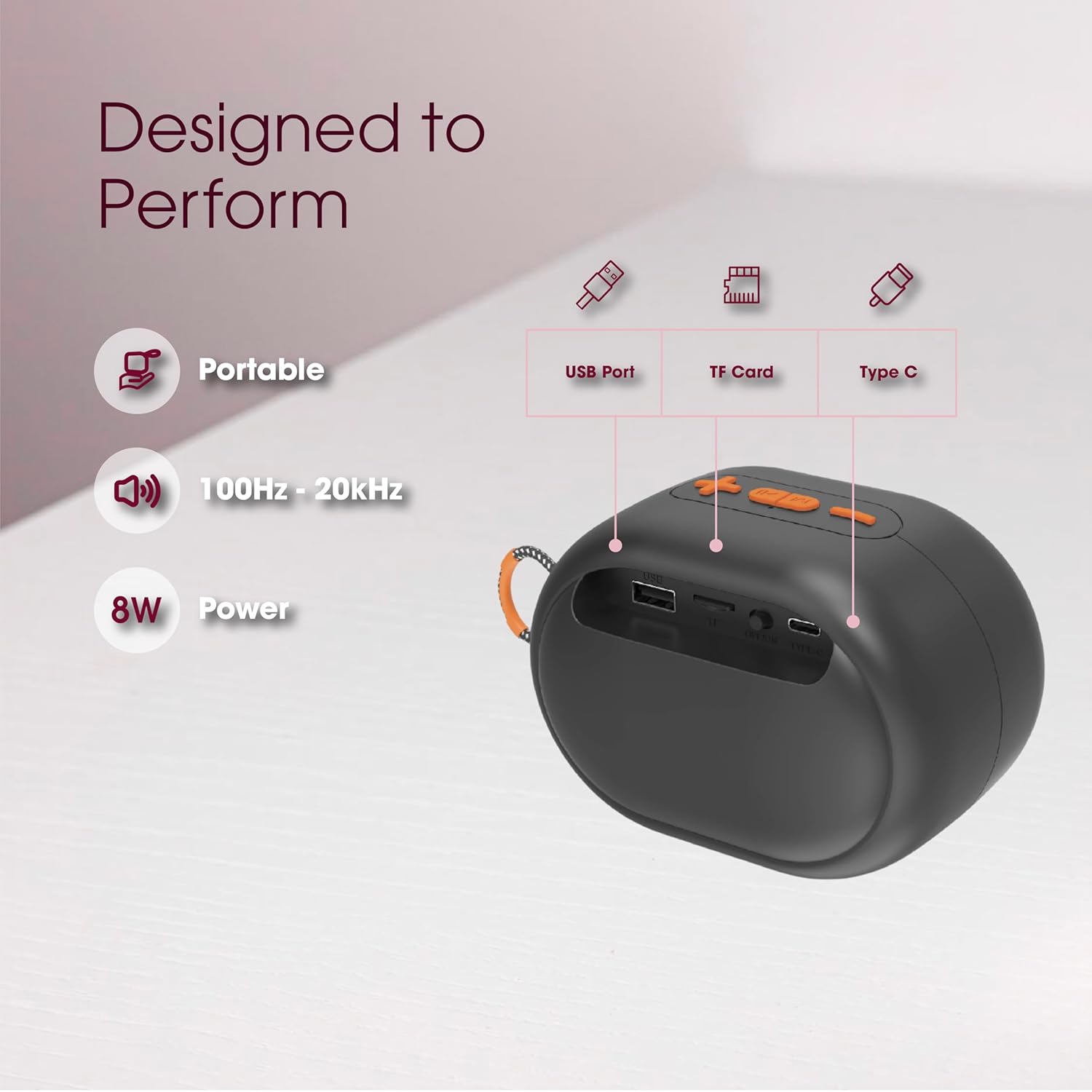 Vibe 8W Portable Bluetooth Speaker | Deep Bass | 8H Playtime - ShopOnCliQ