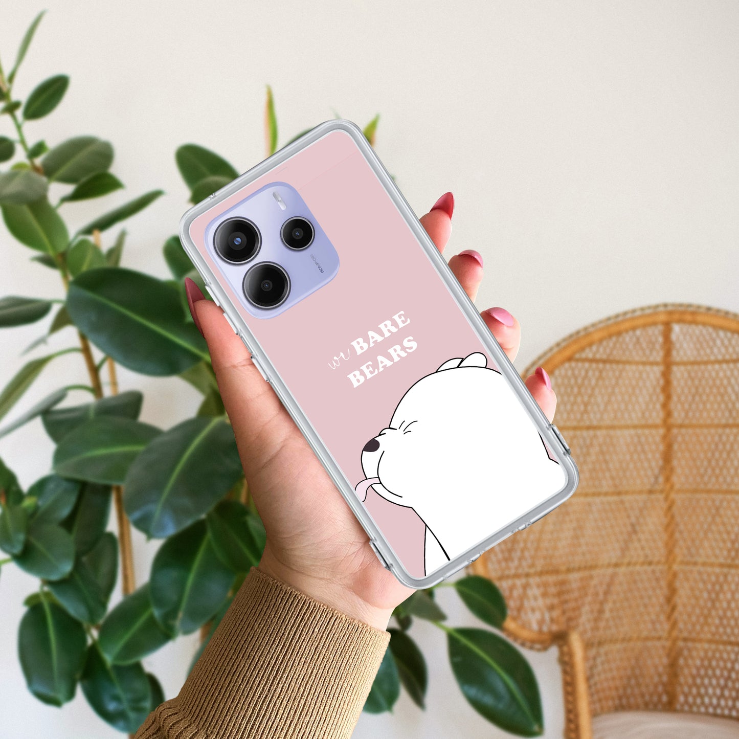 We Bare Bears Transparent Silicon Case Pink For Redmi/Xiaomi