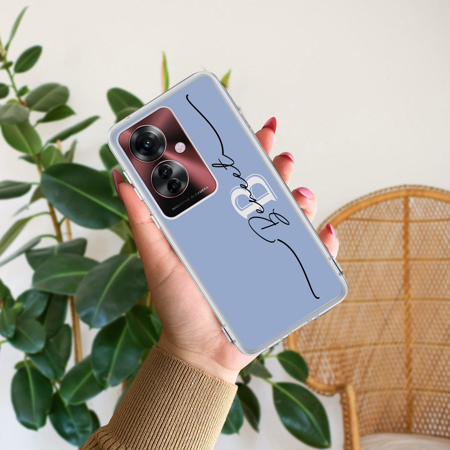 Personalized Initials Azure Silicon Case For Oppo