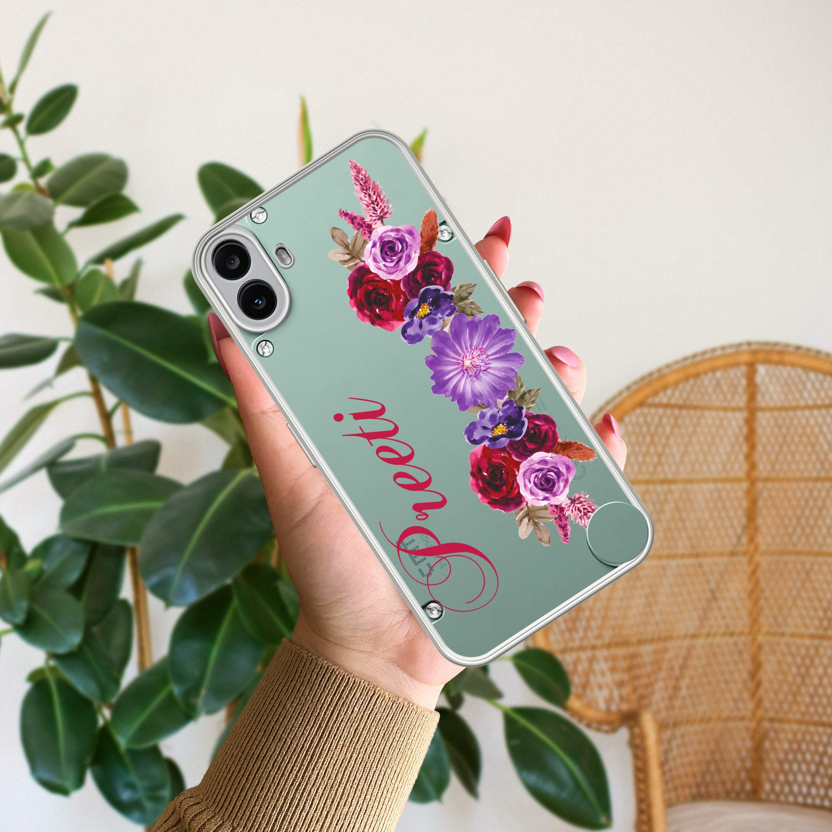 Blue Aster Floral Customize Transparent Silicon Case For Nothing - ShopOnCliQ