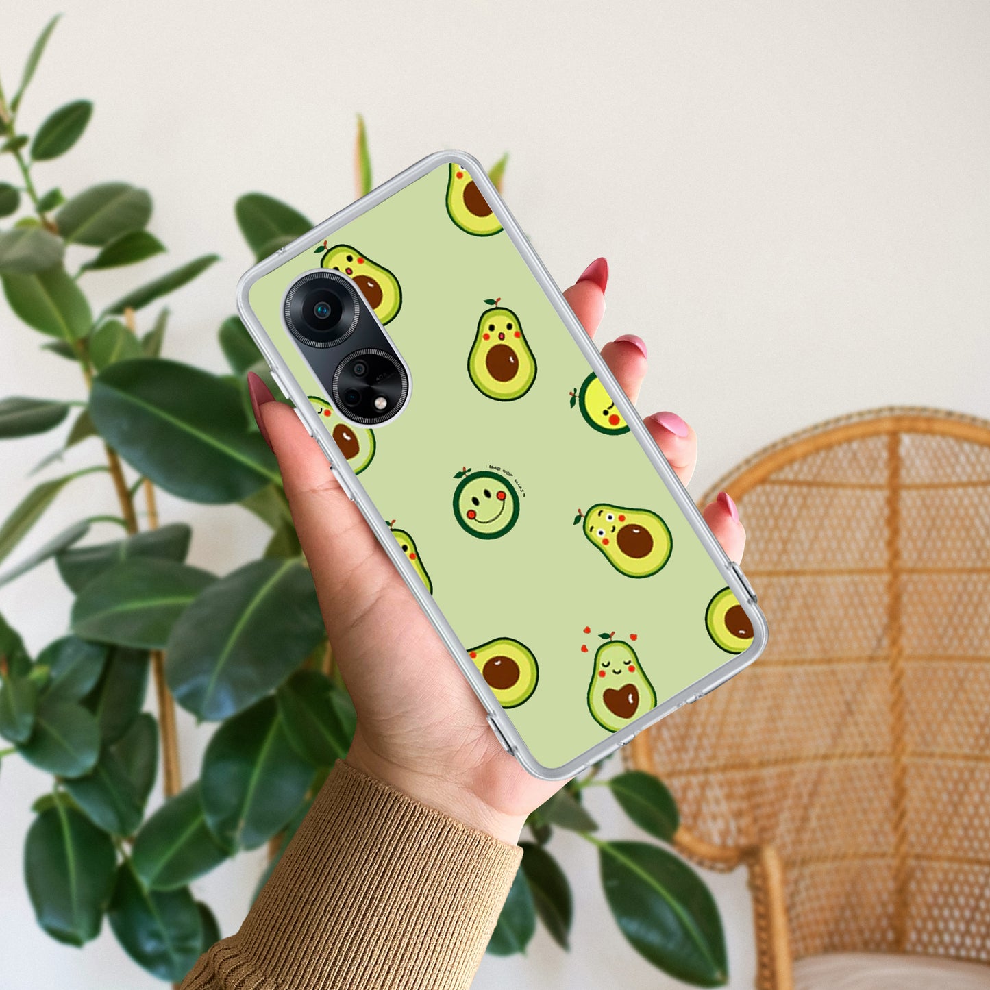 Cute Avocado Customize Transparent Silicon Case For Oppo