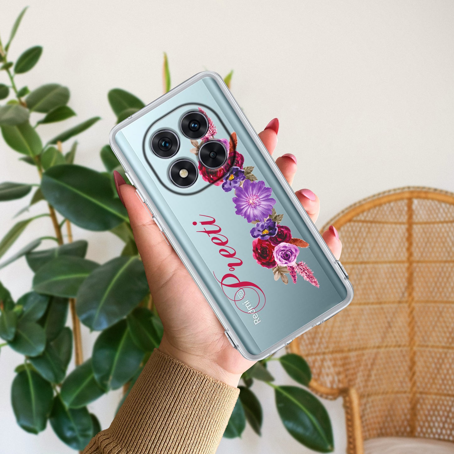 Blue Aster Floral Customize Transparent Silicon Case For Redmi/Xiaomi