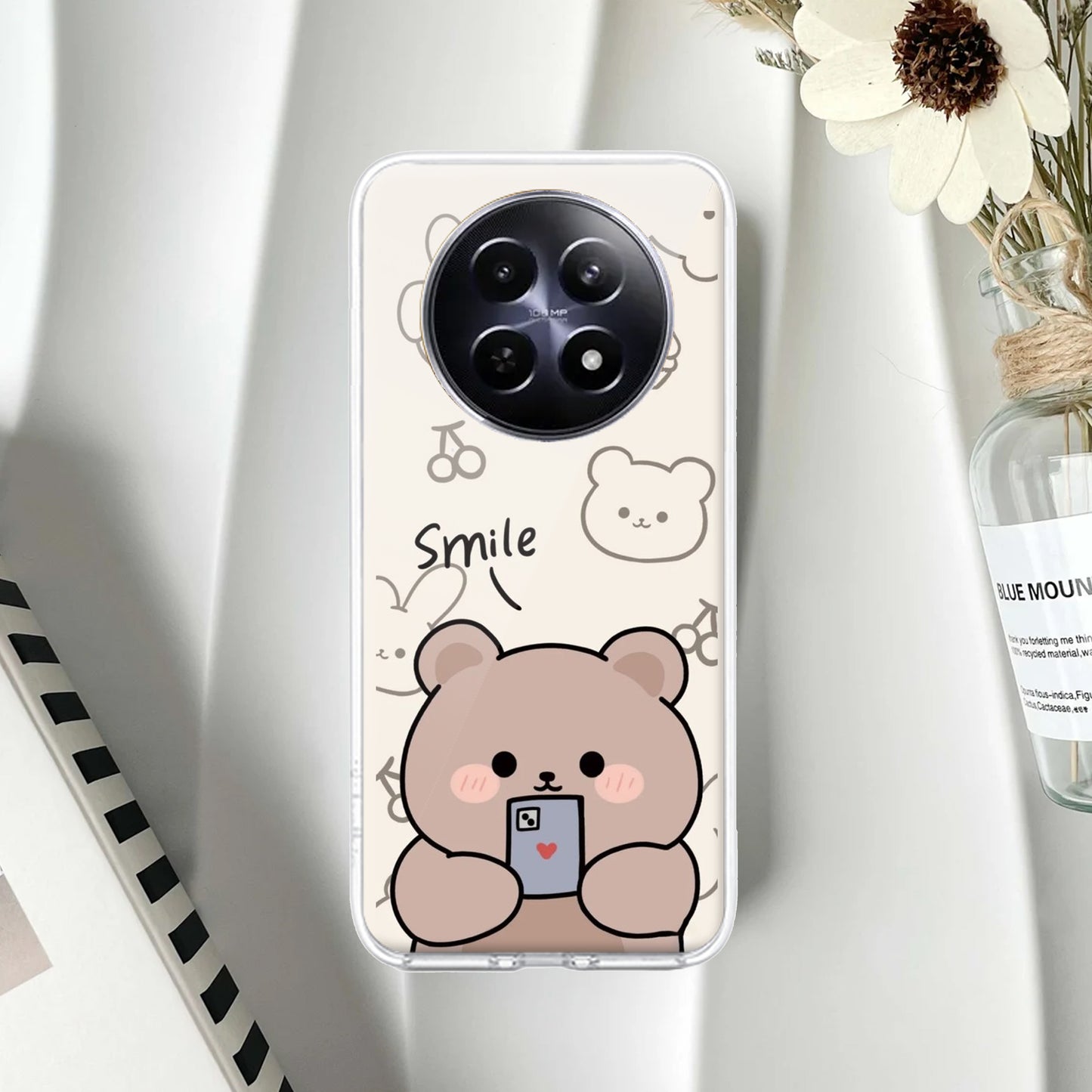 Cute Bear Transparent Silicon Case For Realme/Narzo