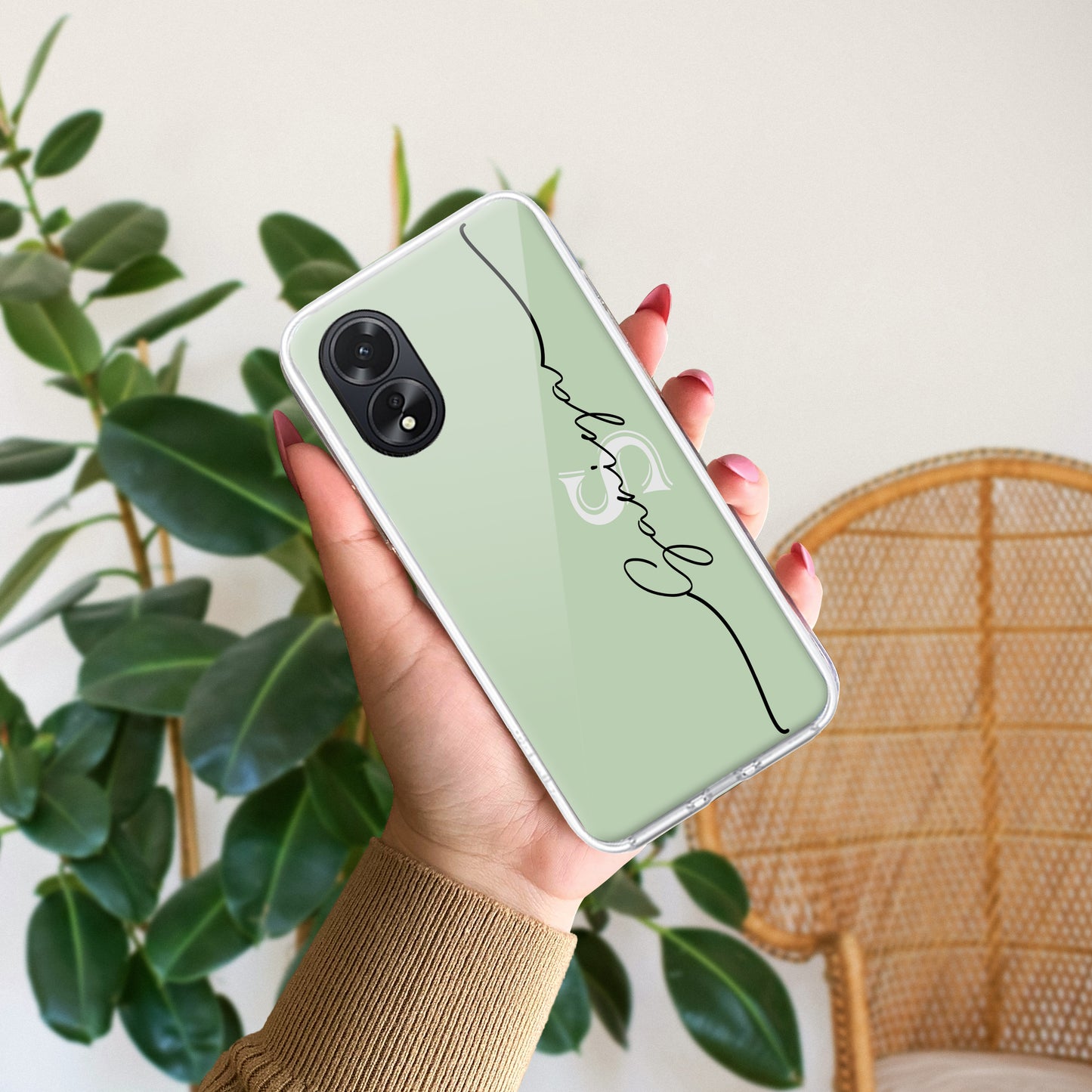 Personalized Initials Mint Green Silicon Case For Oppo