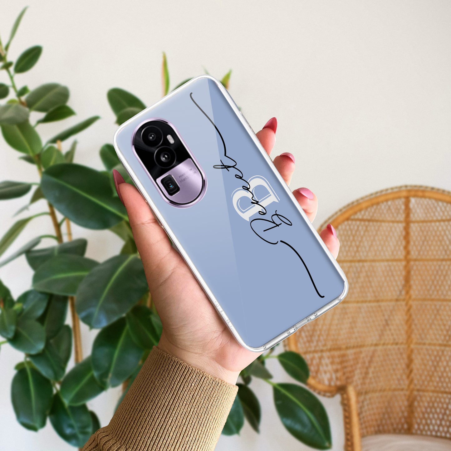 Personalized Initials Azure Silicon Case For Oppo