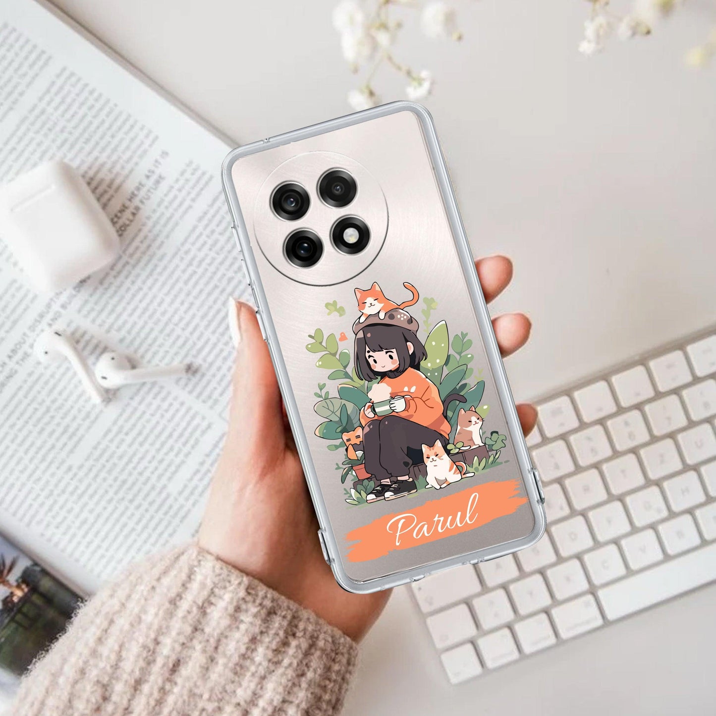 Cat Lover Customize Transparent Silicon Case For OnePlus