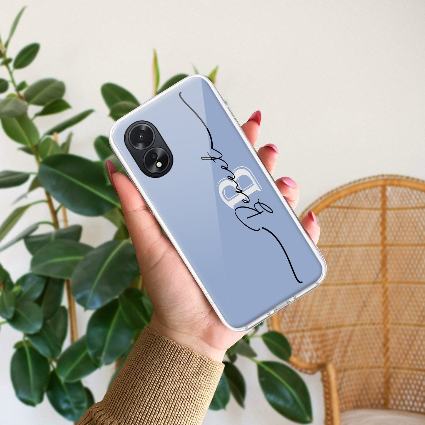 Personalized Initials Azure Silicon Case For Oppo