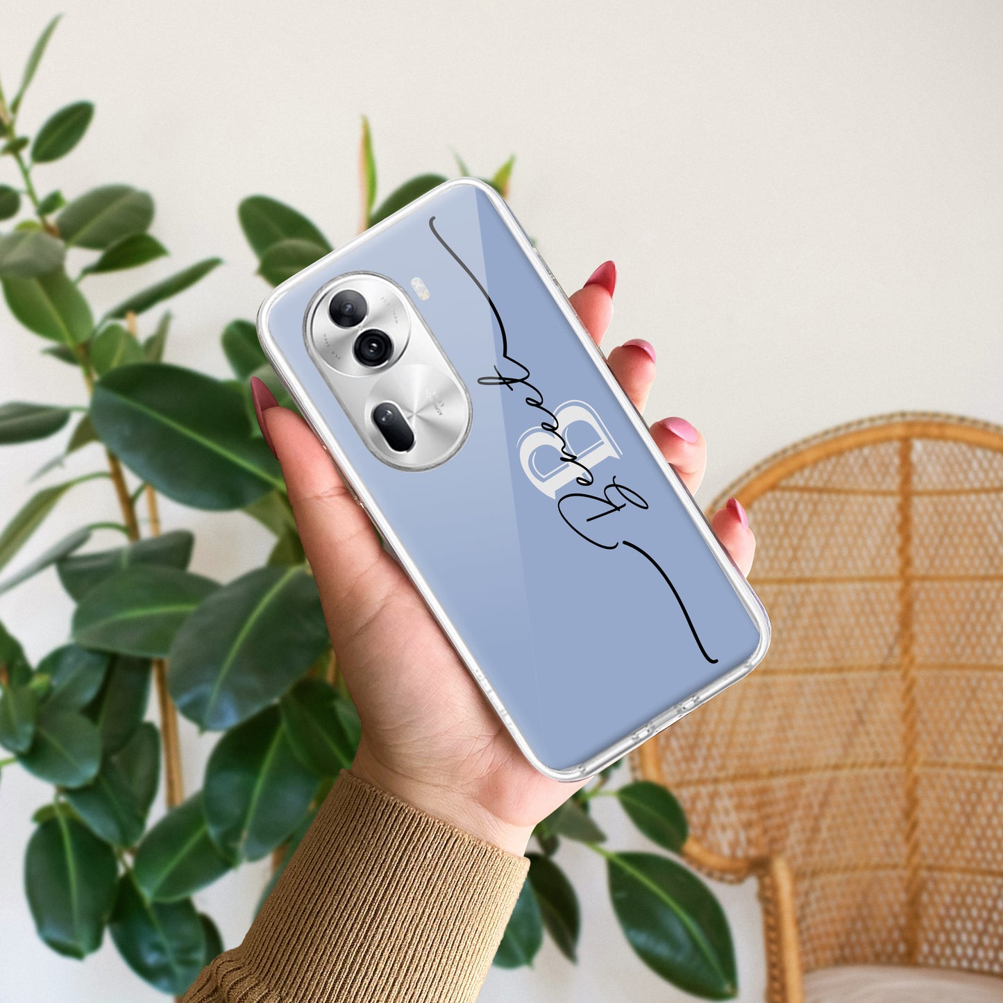 Personalized Initials Azure Silicon Case For Oppo