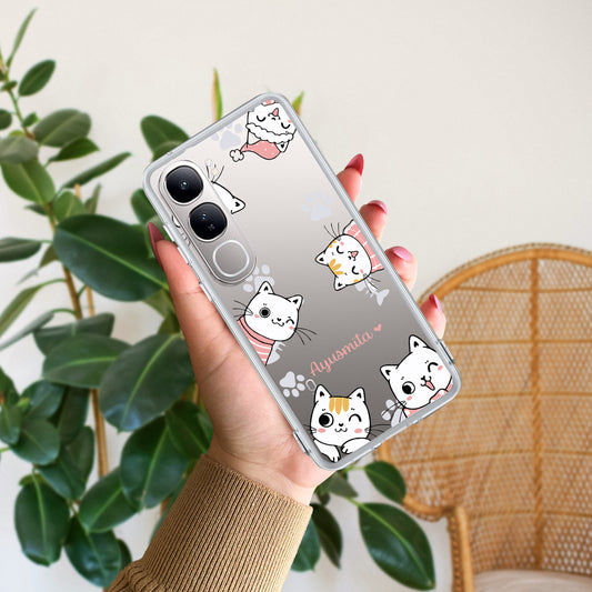 Cute Cat Customize Transparent Silicon Case For Vivo