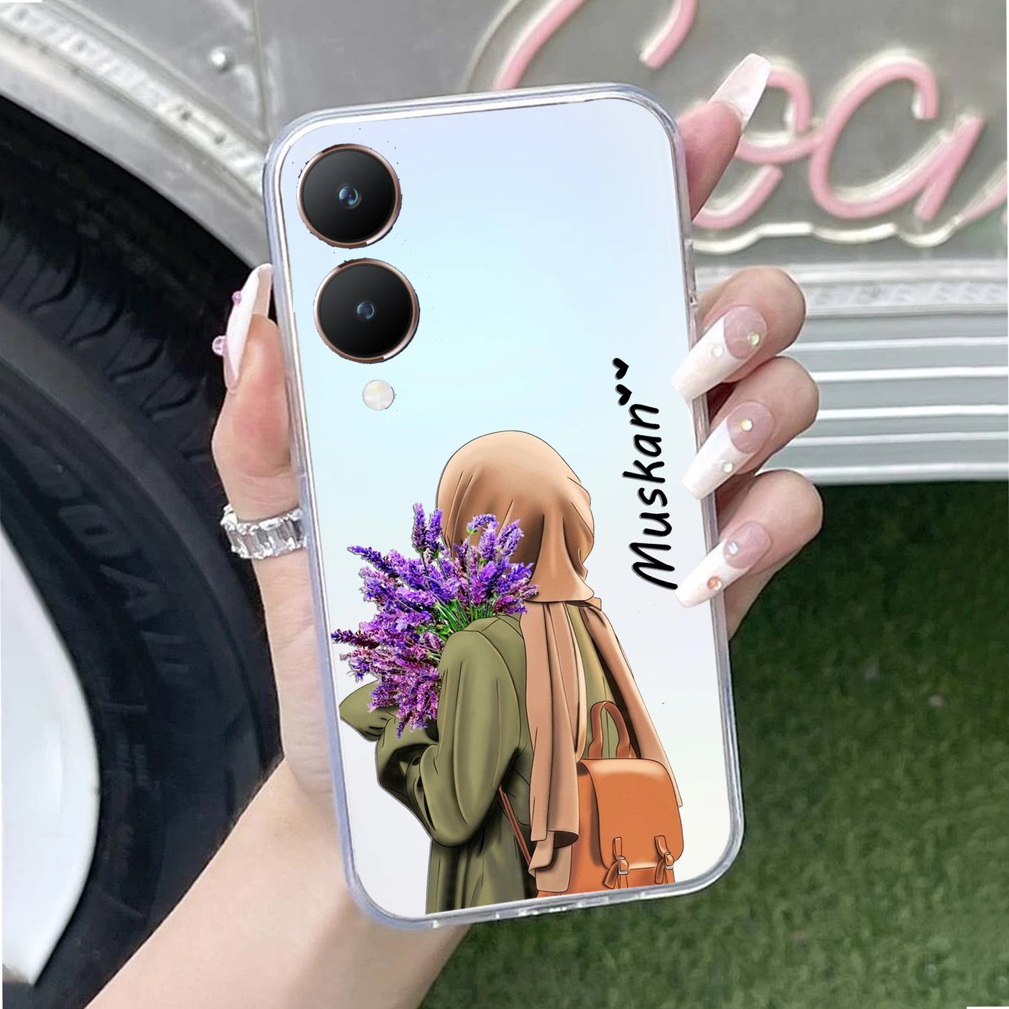 Personalized Hijab Girl Transparent Silicon Case For Vivo