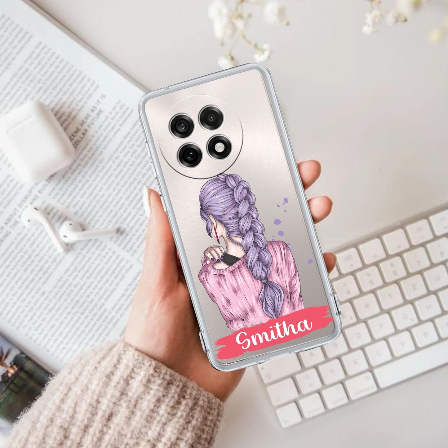 Braid Girl Customize Transparent Silicon Case For OnePlus