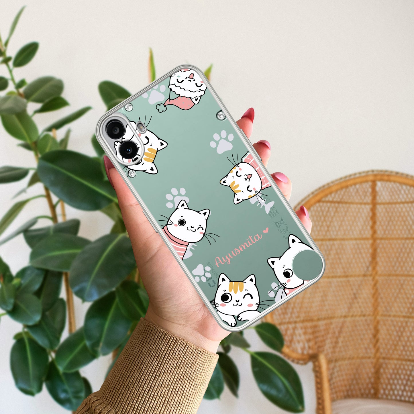 Cute Cat Customize Transparent Silicon Case For Nothing