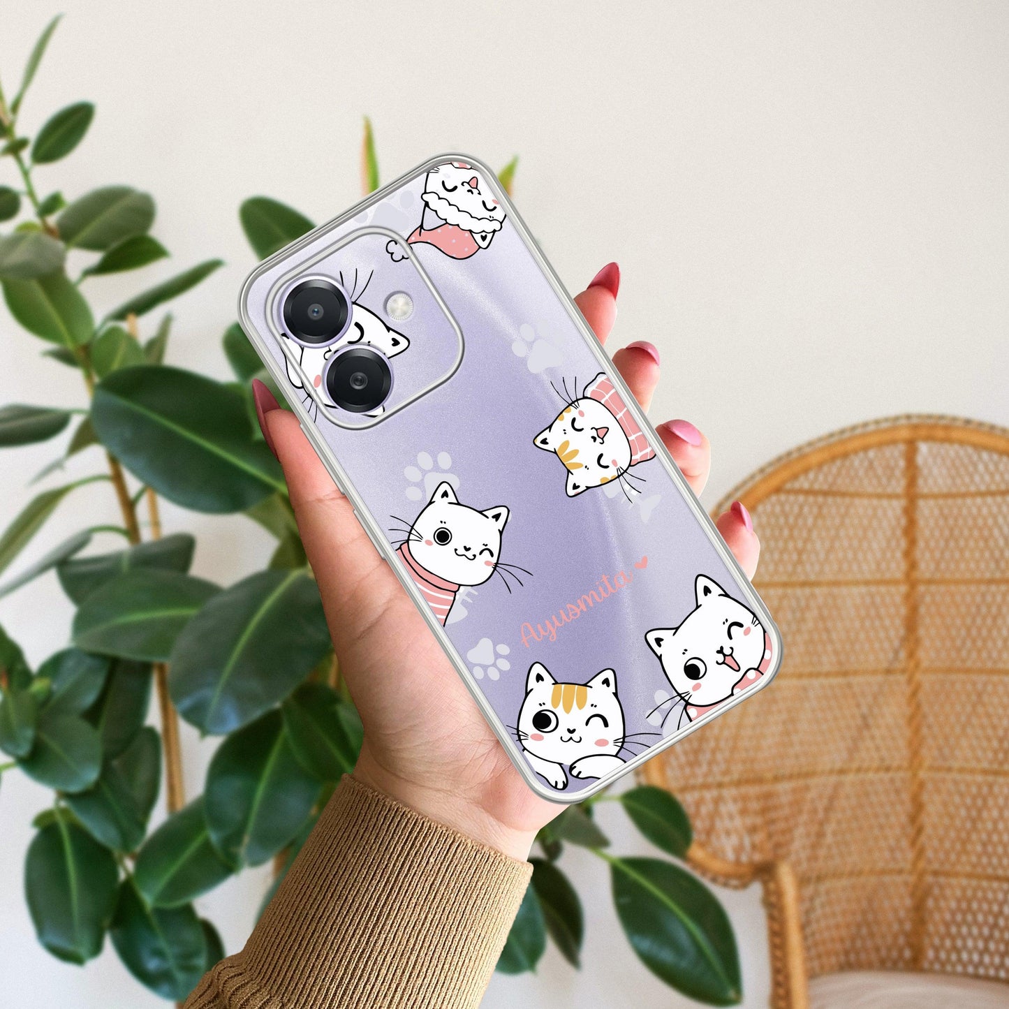 Cute Cat Customize Transparent Silicon Case For Oppo