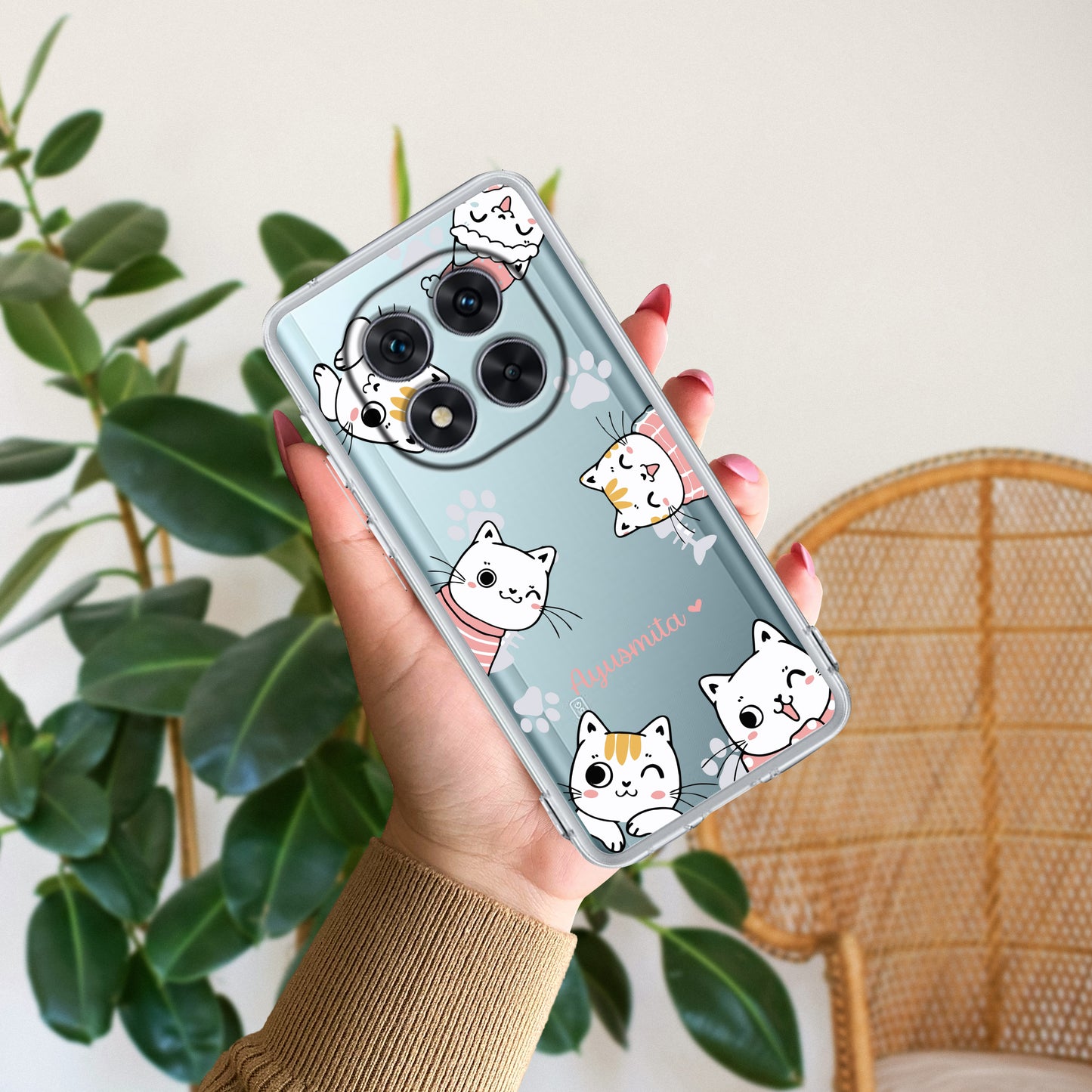 Cute Cat Customize Transparent Silicon Case For Redmi/Xiaomi