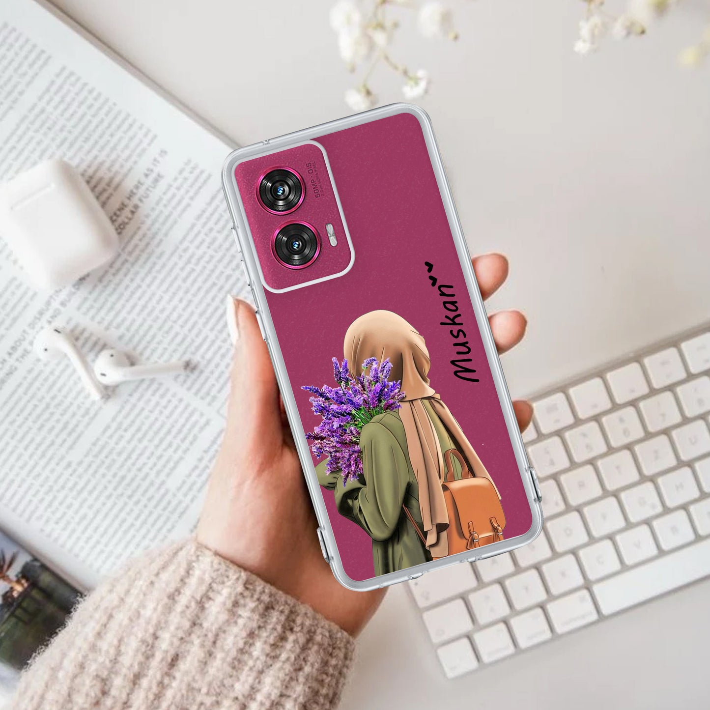 Personalized Hijab Girl Transparent Silicon Case For Motorola