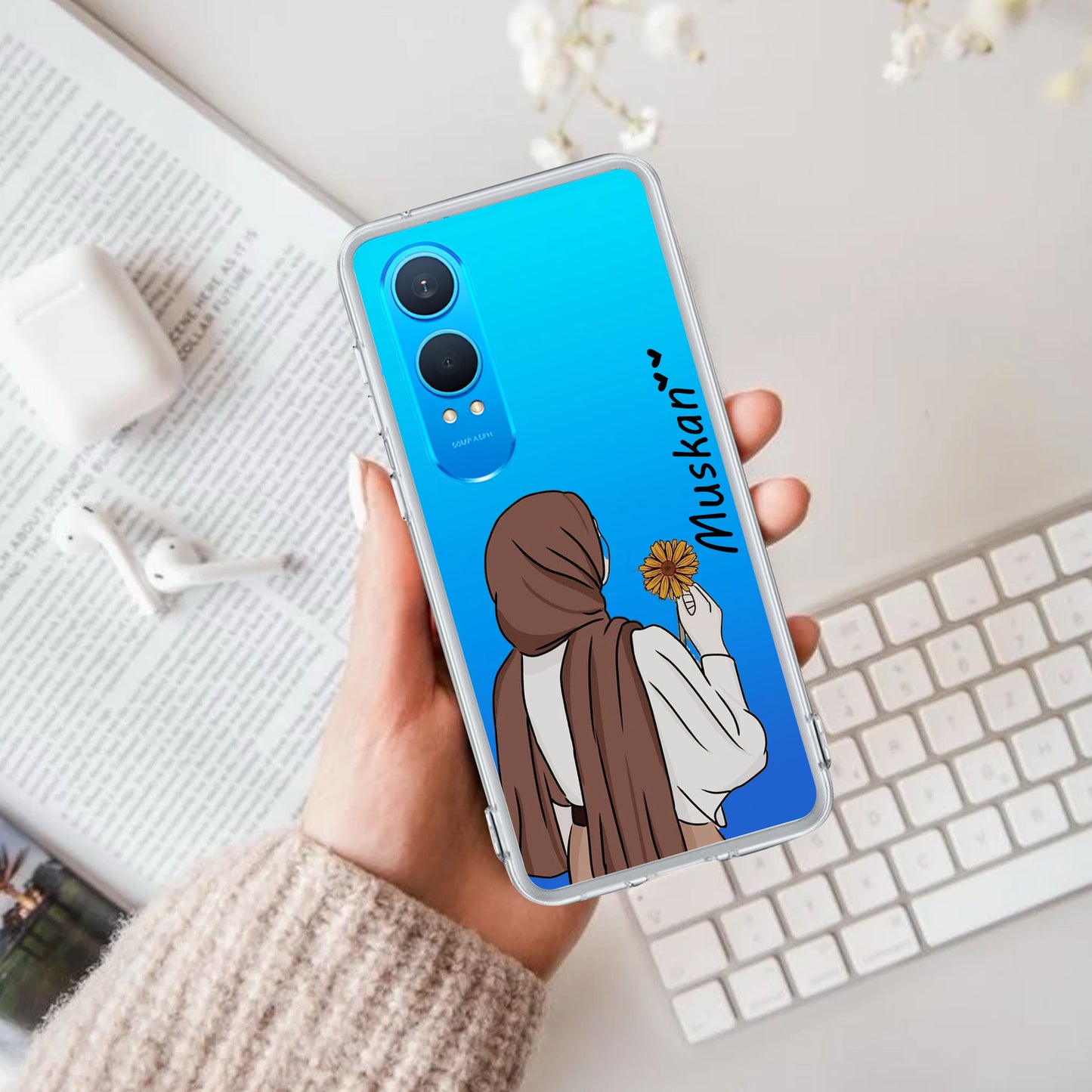 Personalized Hijab Girl Transparent Silicon Case V2 For OnePlus