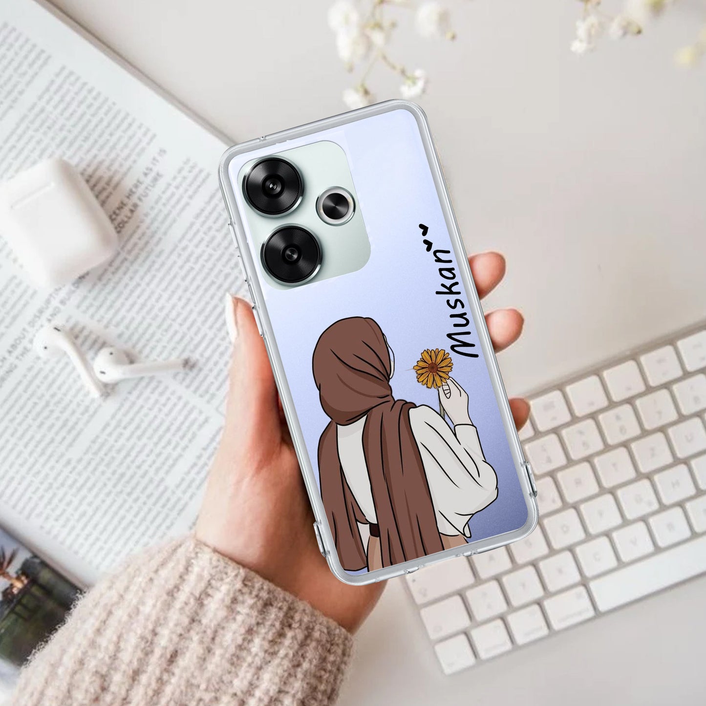 Personalized Hijab Girl Transparent Silicon Case V2 For Poco