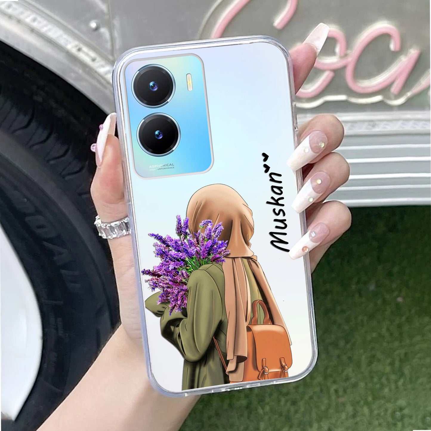 Personalized Hijab Girl Transparent Silicon Case For Vivo