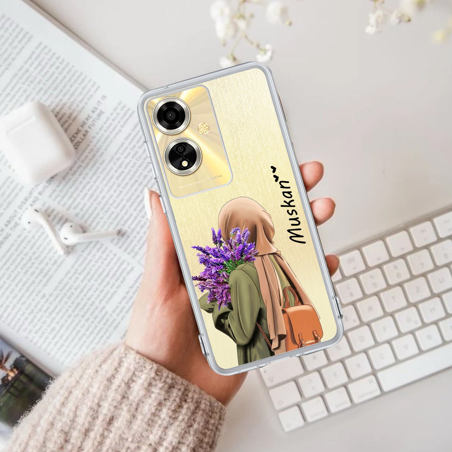 Personalized Hijab Girl Transparent Silicon Case For Oppo